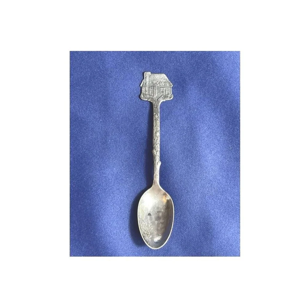 Vintage Towle Log Cabin Syrup Spoon Silverplate Souvenir 1900s 1920s Collectible